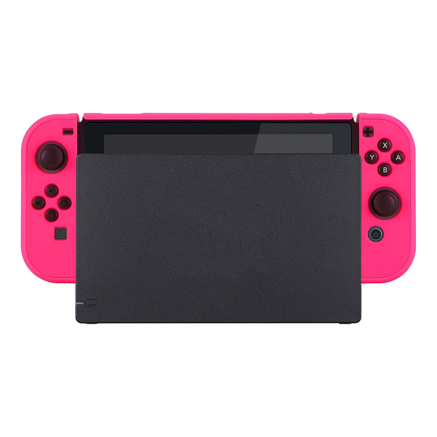 PlayVital Bright Pink Back Cover for Nintendo Switch Console, NS Joycon Handheld Controller Separable Protector Hard Shell, Soft Touch Customized Dockable Protective Case for Nintendo Switch - NTP340 PlayVital