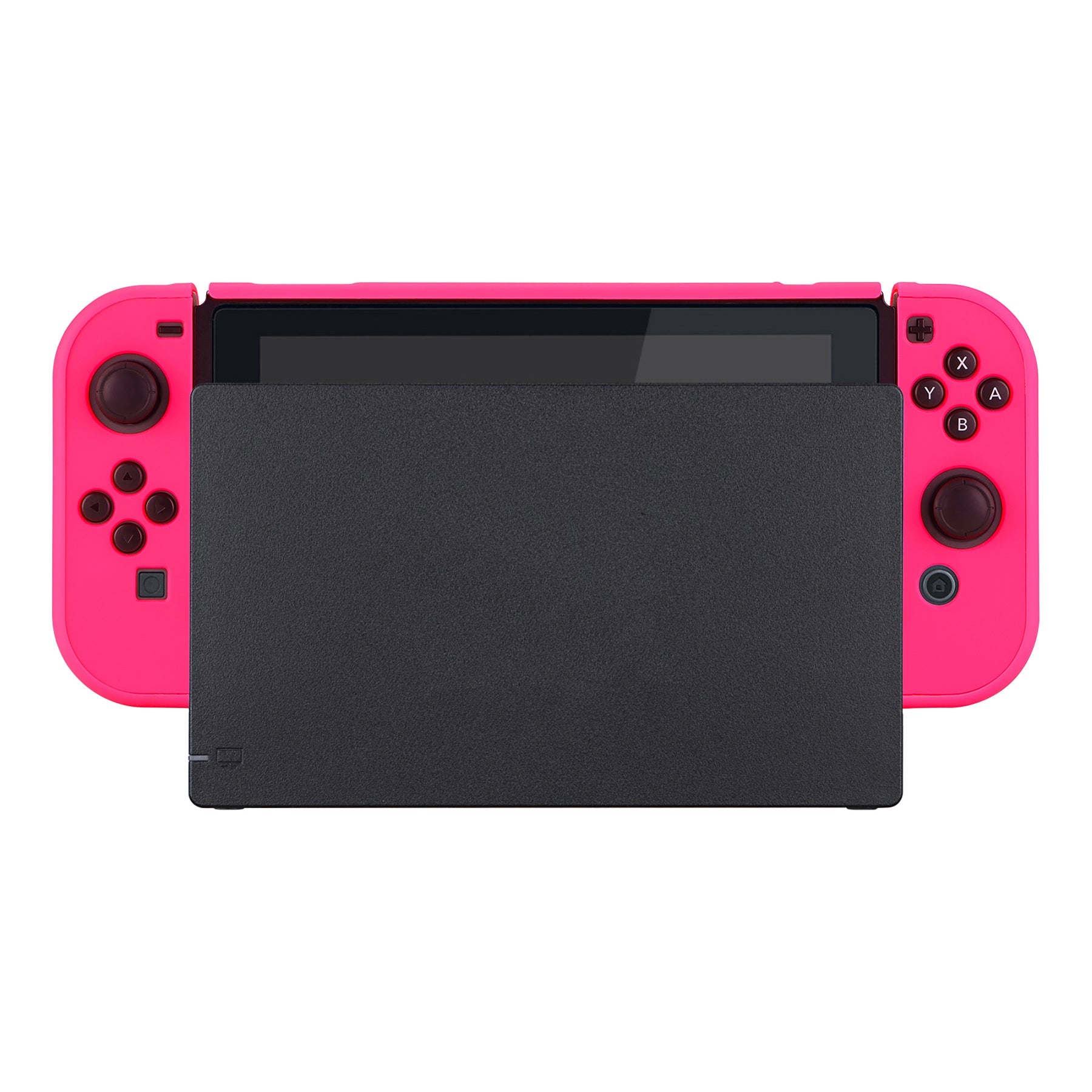 PlayVital Bright Pink Back Cover for Nintendo Switch Console, NS Joycon Handheld Controller Separable Protector Hard Shell, Soft Touch Customized Dockable Protective Case for Nintendo Switch - NTP340 PlayVital