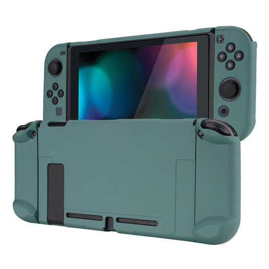 PlayVital Hunter Green Back Cover for Nintendo Switch Console, NS Joycon Handheld Controller Separable Protector Hard Shell, Soft Touch Customized Dockable Protective Case for Nintendo Switch - NTP342 PlayVital