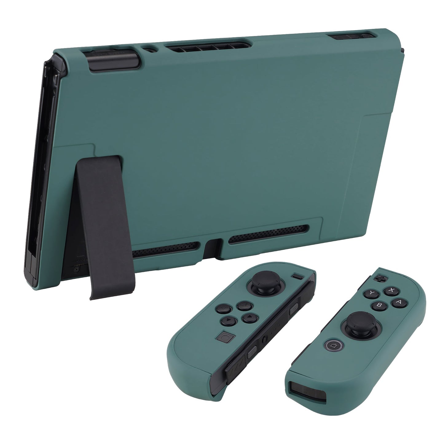 PlayVital Hunter Green Back Cover for Nintendo Switch Console, NS Joycon Handheld Controller Separable Protector Hard Shell, Soft Touch Customized Dockable Protective Case for Nintendo Switch - NTP342 PlayVital