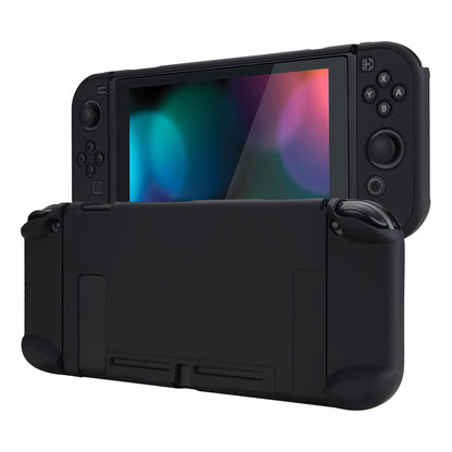 PlayVital Black Back Cover for Nintendo Switch Console, NS Joycon Handheld Controller Separable Protector Hard Shell, Soft Touch Customized Dockable Protective Case for Nintendo Switch - NTP344 PlayVital