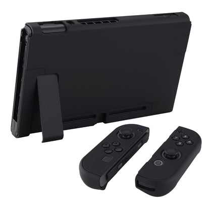 PlayVital Black Back Cover for Nintendo Switch Console, NS Joycon Handheld Controller Separable Protector Hard Shell, Soft Touch Customized Dockable Protective Case for Nintendo Switch - NTP344 PlayVital