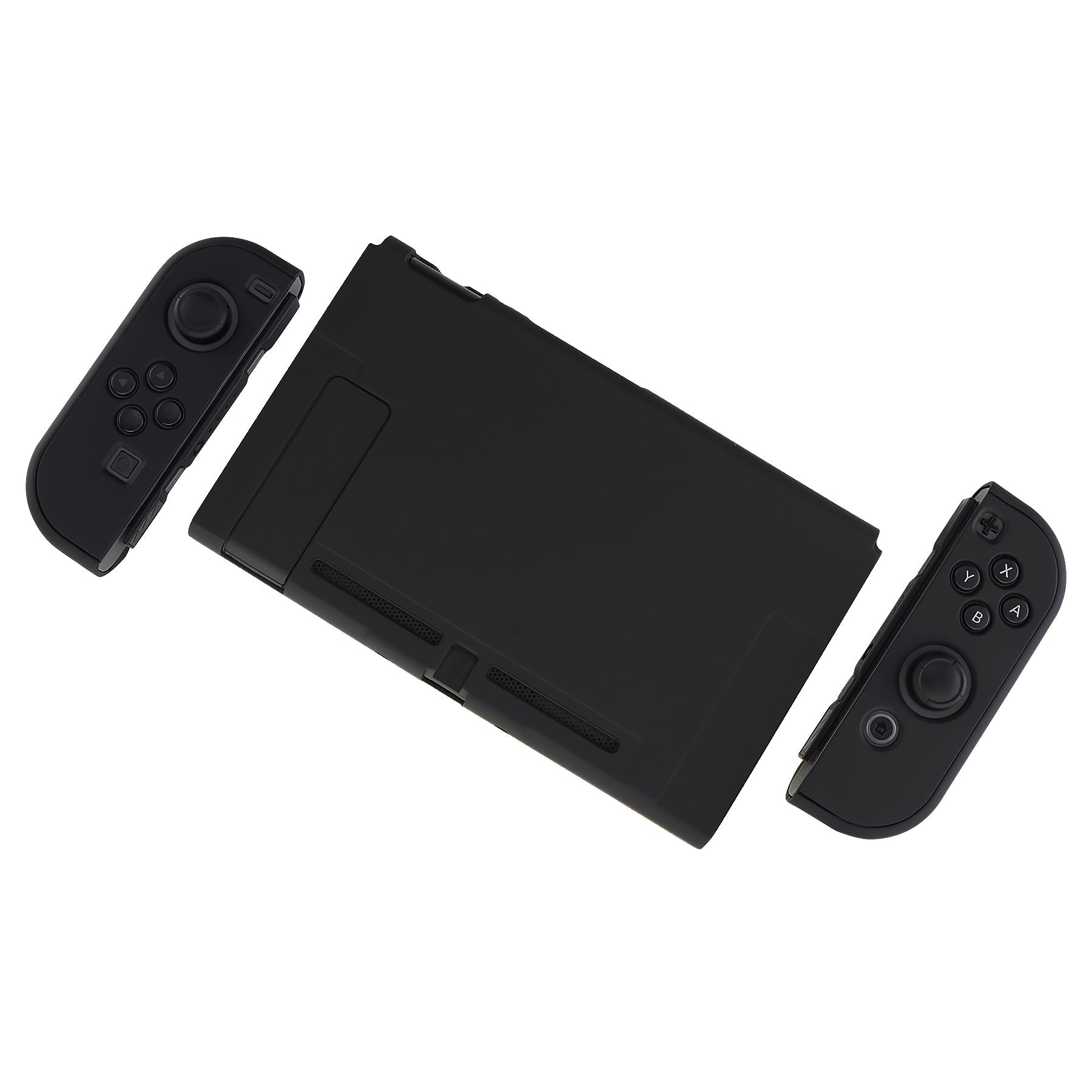 PlayVital Black Back Cover for Nintendo Switch Console, NS Joycon Handheld Controller Separable Protector Hard Shell, Soft Touch Customized Dockable Protective Case for Nintendo Switch - NTP344 PlayVital