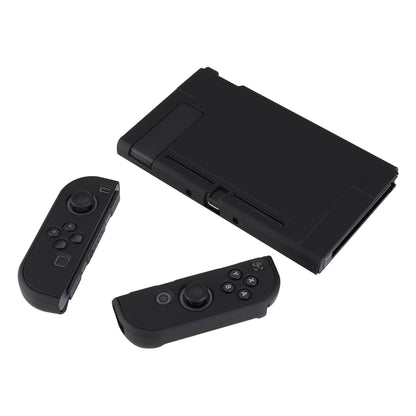 PlayVital Black Back Cover for Nintendo Switch Console, NS Joycon Handheld Controller Separable Protector Hard Shell, Soft Touch Customized Dockable Protective Case for Nintendo Switch - NTP344 PlayVital