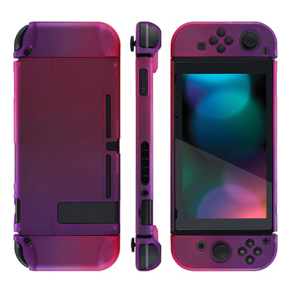 PlayVital Clear Atomic Purple Rose Red Back Cover for Nintendo Switch Console, NS Joycon Handheld Controller Separable Protector Hard Shell, Soft Touch Customized Dockable Protective Case for Nintendo Switch - NTP345 PlayVital