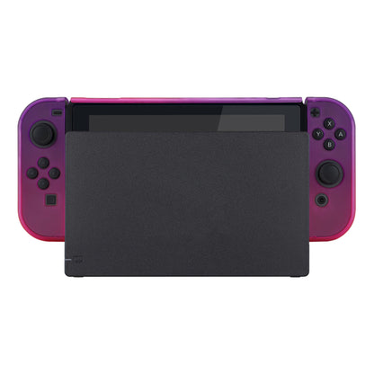 PlayVital Clear Atomic Purple Rose Red Back Cover for Nintendo Switch Console, NS Joycon Handheld Controller Separable Protector Hard Shell, Soft Touch Customized Dockable Protective Case for Nintendo Switch - NTP345 PlayVital