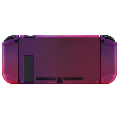 PlayVital Clear Atomic Purple Rose Red Back Cover for Nintendo Switch Console, NS Joycon Handheld Controller Separable Protector Hard Shell, Soft Touch Customized Dockable Protective Case for Nintendo Switch - NTP345 PlayVital