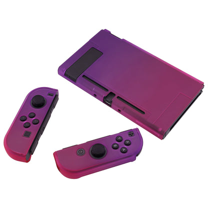 PlayVital Clear Atomic Purple Rose Red Back Cover for Nintendo Switch Console, NS Joycon Handheld Controller Separable Protector Hard Shell, Soft Touch Customized Dockable Protective Case for Nintendo Switch - NTP345 PlayVital