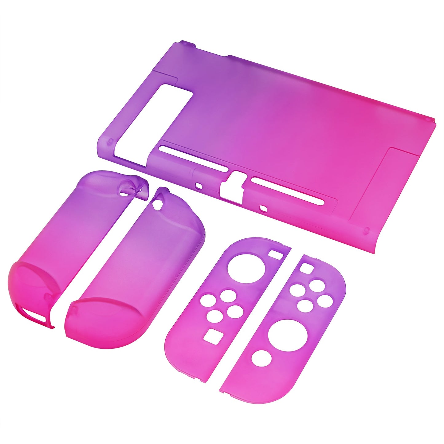 PlayVital Clear Atomic Purple Rose Red Back Cover for Nintendo Switch Console, NS Joycon Handheld Controller Separable Protector Hard Shell, Soft Touch Customized Dockable Protective Case for Nintendo Switch - NTP345 PlayVital