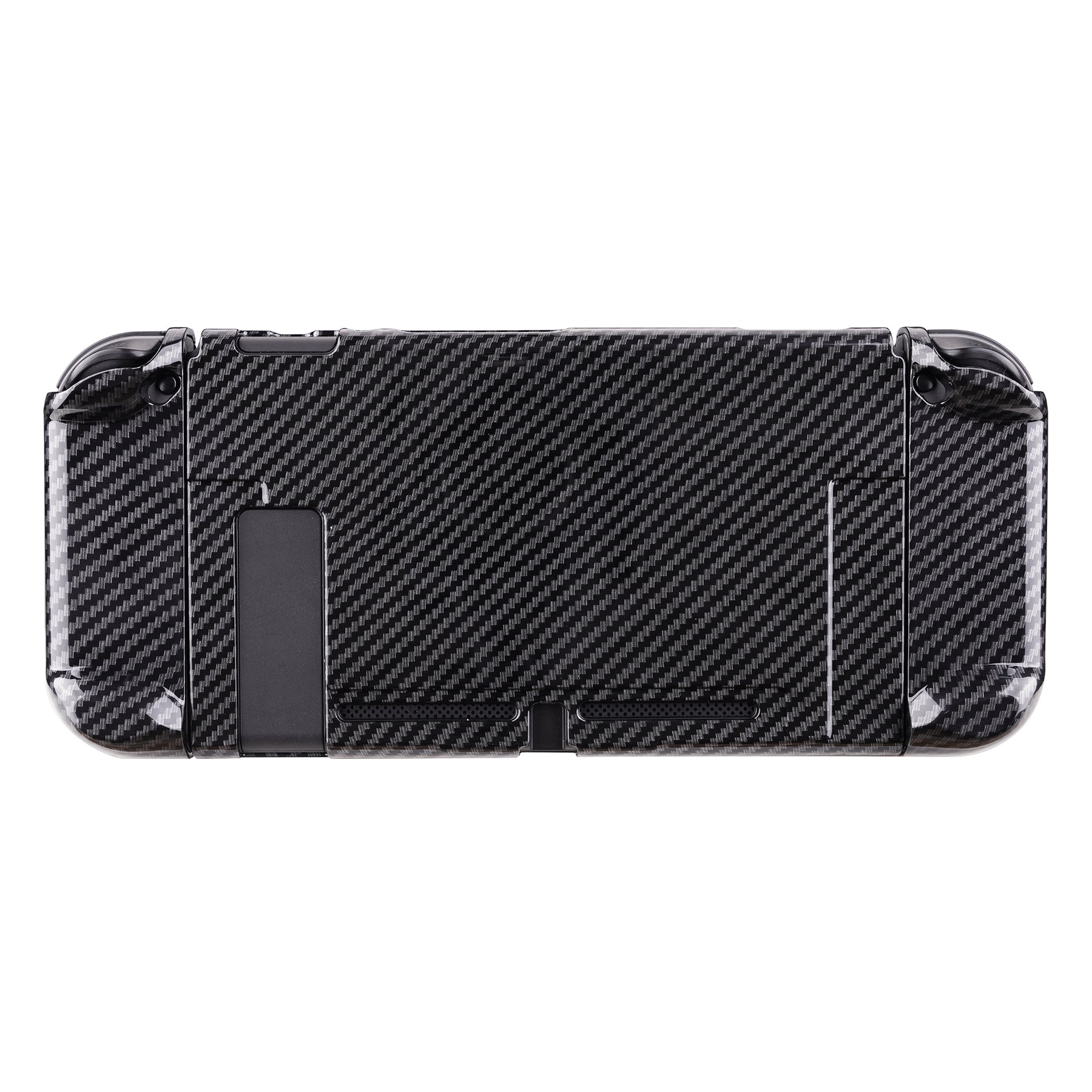 PlayVital Graphite Carbon Fiber Pattern Back Cover for NS Switch Console, NS Joycon Handheld Controller Separable Protector Hard Shell, Customized Dockable Protective Case for NS Switch -  NTS201 PlayVital