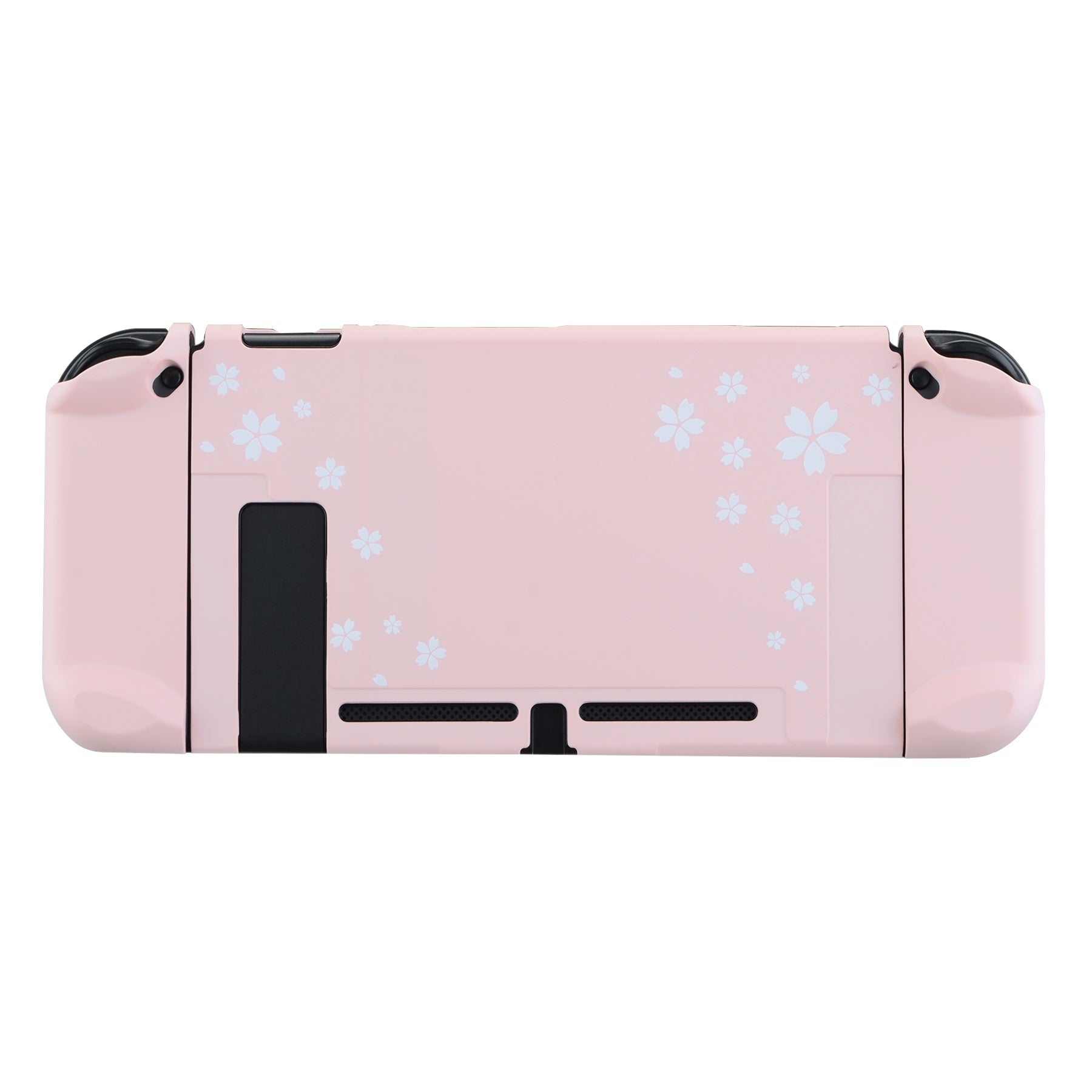 PlayVital Cherry Blossoms Petals Back Cover for NS Switch Console, NS Joycon Handheld Controller Separable Protector Hard Shell, Dockable Protective Case with Colorful ABXY Direction Button Caps - NTT102 PlayVital