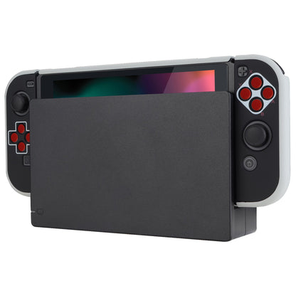 PlayVital Classics NES Style Back Cover for NS Switch Console, NS Joycon Handheld Controller Separable Protector Hard Shell, Dockable Protective Case with Red ABXY Direction Button Caps - NTT103 PlayVital