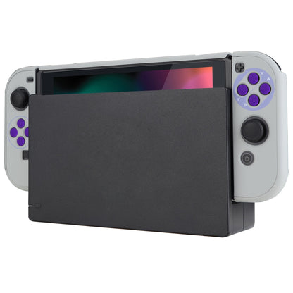 PlayVital Classics SNES Style Back Cover for NS Switch Console, NS Joycon Handheld Controller Separable Protector Hard Shell, Dockable Protective Case with Purple ABXY Direction Button Caps - NTT104 PlayVital