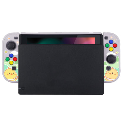 PlayVital Picnic Fair Back Cover for NS Switch Console, NS Joycon Handheld Controller Separable Protector Hard Shell, Dockable Protective Case with Colorful ABXY Direction Button Caps - NTT119 PlayVital