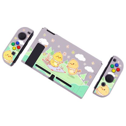 PlayVital Picnic Fair Back Cover for NS Switch Console, NS Joycon Handheld Controller Separable Protector Hard Shell, Dockable Protective Case with Colorful ABXY Direction Button Caps - NTT119 PlayVital