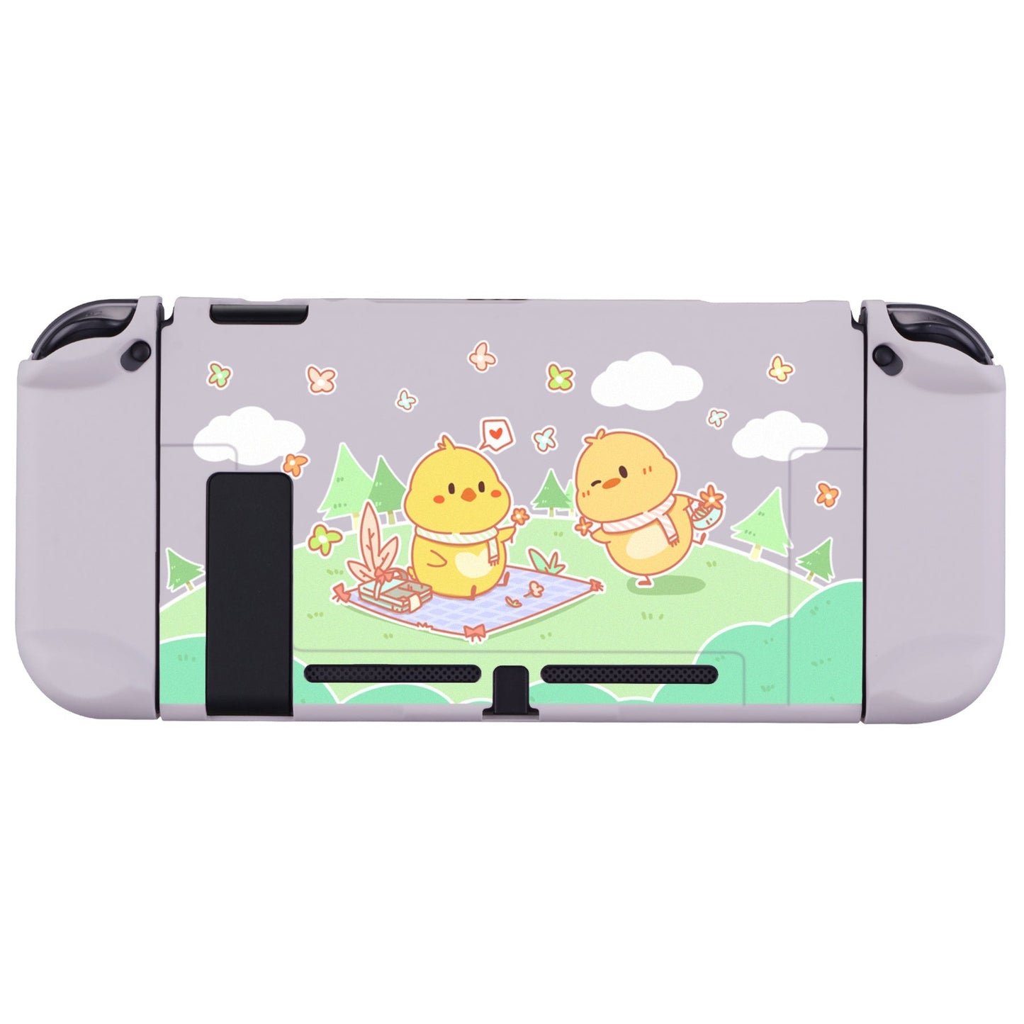 PlayVital Picnic Fair Back Cover for NS Switch Console, NS Joycon Handheld Controller Separable Protector Hard Shell, Dockable Protective Case with Colorful ABXY Direction Button Caps - NTT119 PlayVital