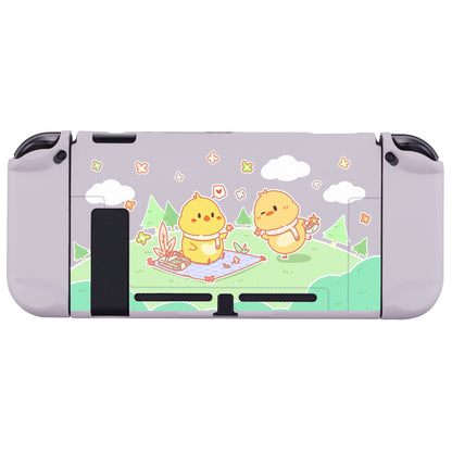 PlayVital Picnic Fair Back Cover for NS Switch Console, NS Joycon Handheld Controller Separable Protector Hard Shell, Dockable Protective Case with Colorful ABXY Direction Button Caps - NTT119 PlayVital