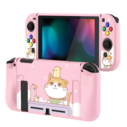 PlayVital Kitten & Chicken Protective Case for NS Switch, Soft TPU Slim Case Cover for NS Switch Joy-Con Console with Colorful ABXY Direction Button Caps - NTU6009 PlayVital