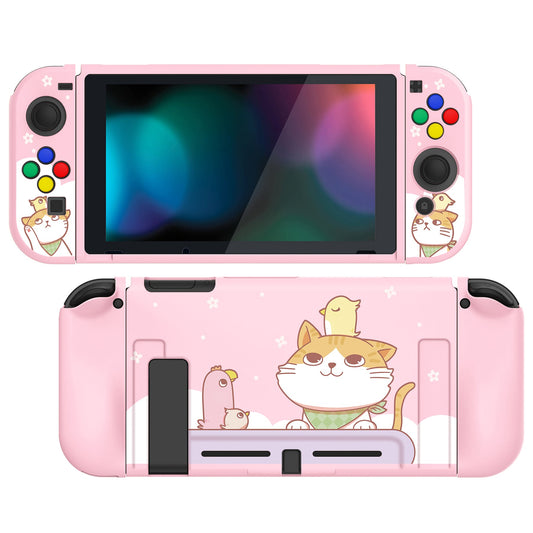 PlayVital Kitten & Chicken Protective Case for NS Switch, Soft TPU Slim Case Cover for NS Switch Joy-Con Console with Colorful ABXY Direction Button Caps - NTU6009 PlayVital