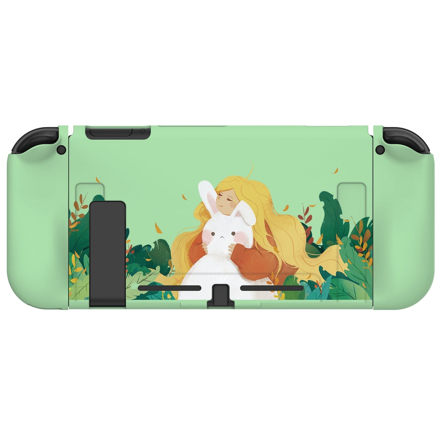 PlayVital Rabbit & Girl Protective Case for NS Switch, Soft TPU Slim Case Cover for NS Switch Joy-Con Console with Colorful ABXY Direction Button Caps - NTU6011 PlayVital