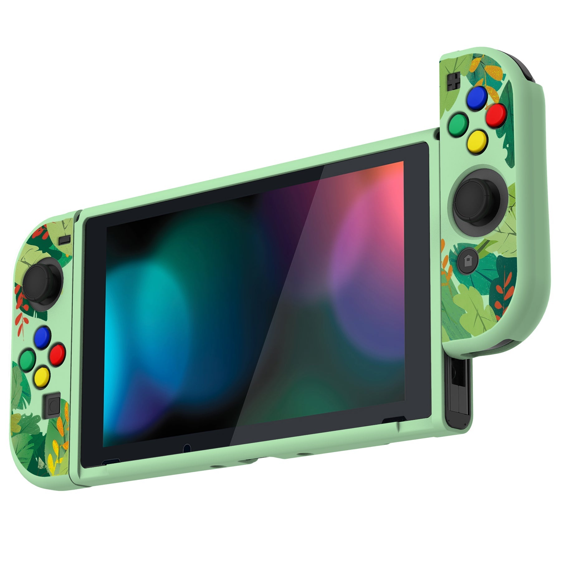 PlayVital Rabbit & Girl Protective Case for NS Switch, Soft TPU Slim Case Cover for NS Switch Joy-Con Console with Colorful ABXY Direction Button Caps - NTU6011 PlayVital