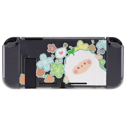 PlayVital Protective Case for Nintendo Switch, Soft TPU Slim Case Cover for Nintendo Switch Joycon Console with Colorful ABXY Direction Button Caps - Flowery Sheep - NTU6028 PlayVital