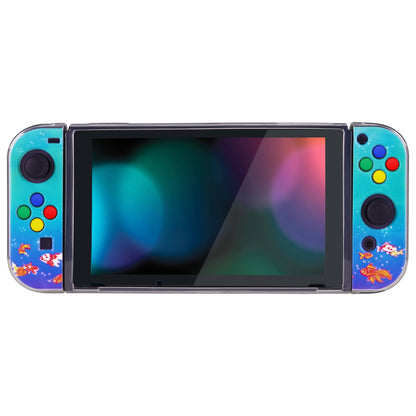 PlayVital Transparent Protective Case for NS Switch, Soft TPU Slim Case Cover for NS Switch Joycon Console with ColorfulABXY Direction Button Caps - Aquarium Girl - NTU6029 PlayVital