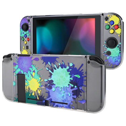 PlayVital ソフト TPU スリム保護ケース、カラフルな ABXY 方向ボタンキャップ付き NS Switch 用【スプラッタリングペイント】 【NTU6030G2】