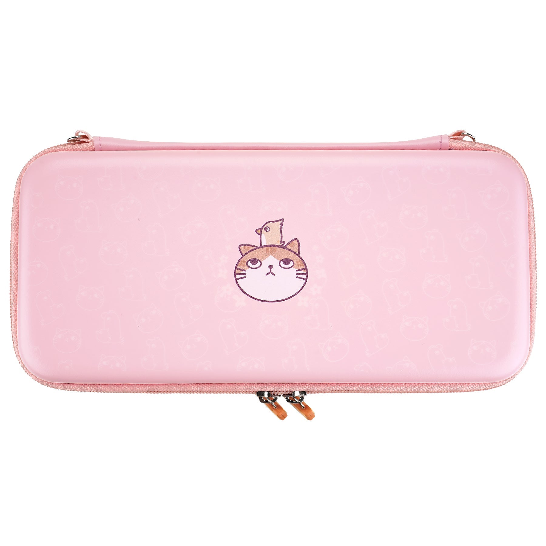 PlayVital Pink Cute Switch Carrying Case, Switch Portable Pouch, Soft Velvet Lining Switch Storage Bag, Travel Case for NS Switch OLED with Thumb Grips Game Cards Slots & Inner Pocket - Kitten & Chicken - NTW002 PlayVital