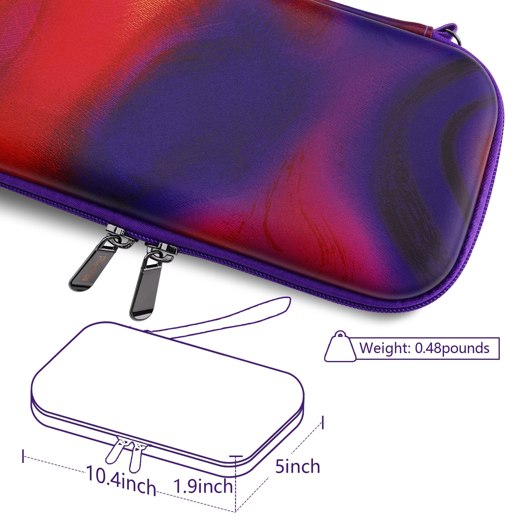 PlayVital Pink Switch Carrying Case, Switch Portable Pouch, Soft Velvet Lining Switch Storage Bag, Travel Case for NS Switch OLED with Thumb Grips Game Cards Slots & Inner Pocket - Purple Red Swirl - NTW004 PlayVital