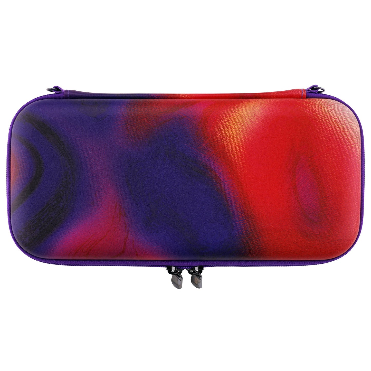 PlayVital Pink Switch Carrying Case, Switch Portable Pouch, Soft Velvet Lining Switch Storage Bag, Travel Case for NS Switch OLED with Thumb Grips Game Cards Slots & Inner Pocket - Purple Red Swirl - NTW004 PlayVital