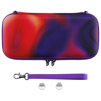 PlayVital Pink Switch Carrying Case, Switch Portable Pouch, Soft Velvet Lining Switch Storage Bag, Travel Case for NS Switch OLED with Thumb Grips Game Cards Slots & Inner Pocket - Purple Red Swirl - NTW004 PlayVital