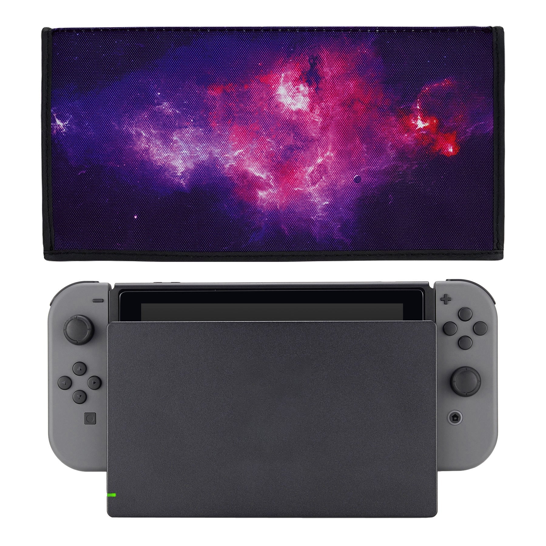 PlayVital Nylon Dust Cover, Soft Neat Lining Dust Guard, Anti Scratch Waterproof Cover Sleeve for Nintendo Switch & Switch OLED Charging Dock - Nebula Galaxy - NTA8014 PlayVital