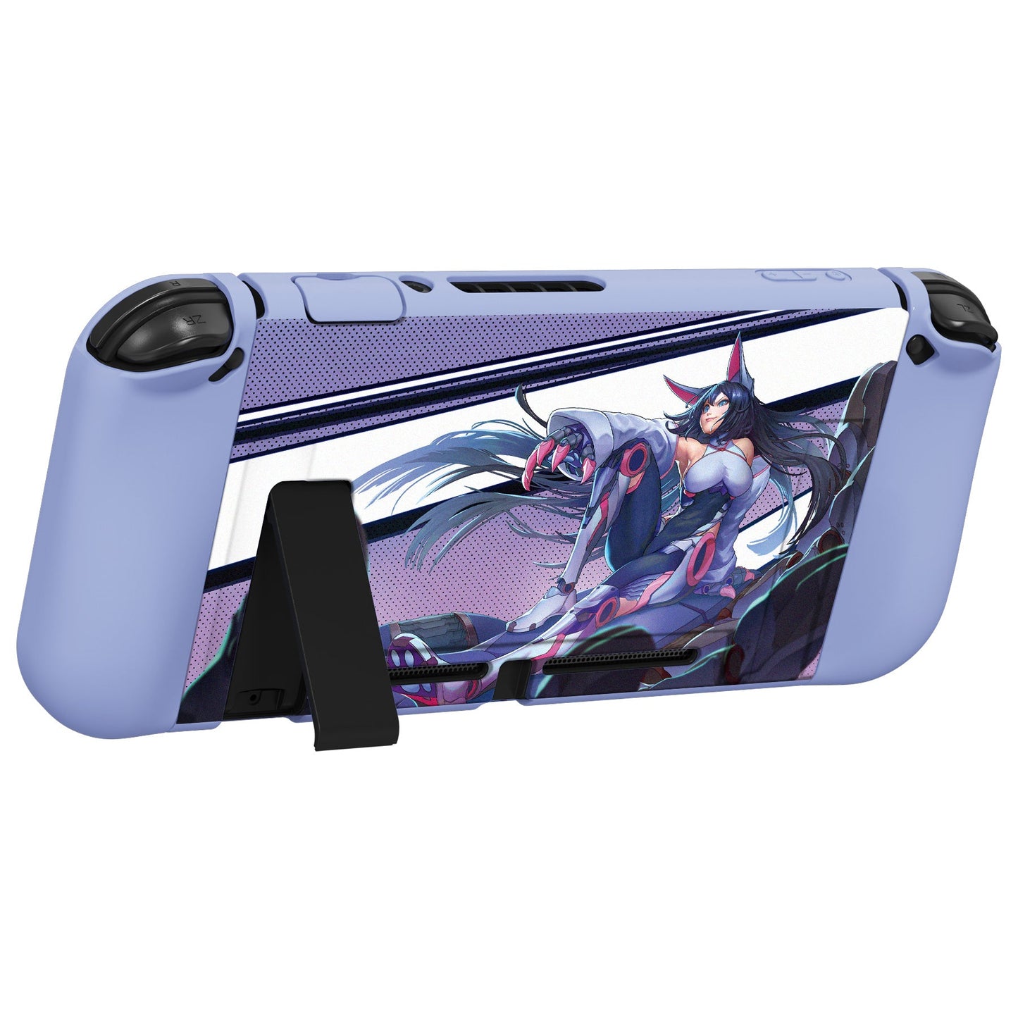 PlayVital ZealProtect Soft Protective Case for Nintendo Switch, Flexible Cover for Switch with Tempered Glass Screen Protector & Thumb Grips & ABXY Direction Button Caps - Neko Mecha - RNSYV6036 playvital