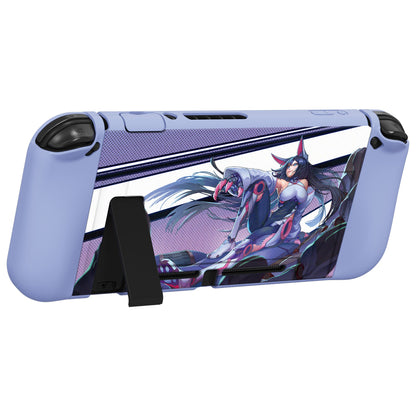 PlayVital ZealProtect Soft Protective Case for Nintendo Switch, Flexible Cover for Switch with Tempered Glass Screen Protector & Thumb Grips & ABXY Direction Button Caps - Neko Mecha - RNSYV6036 playvital