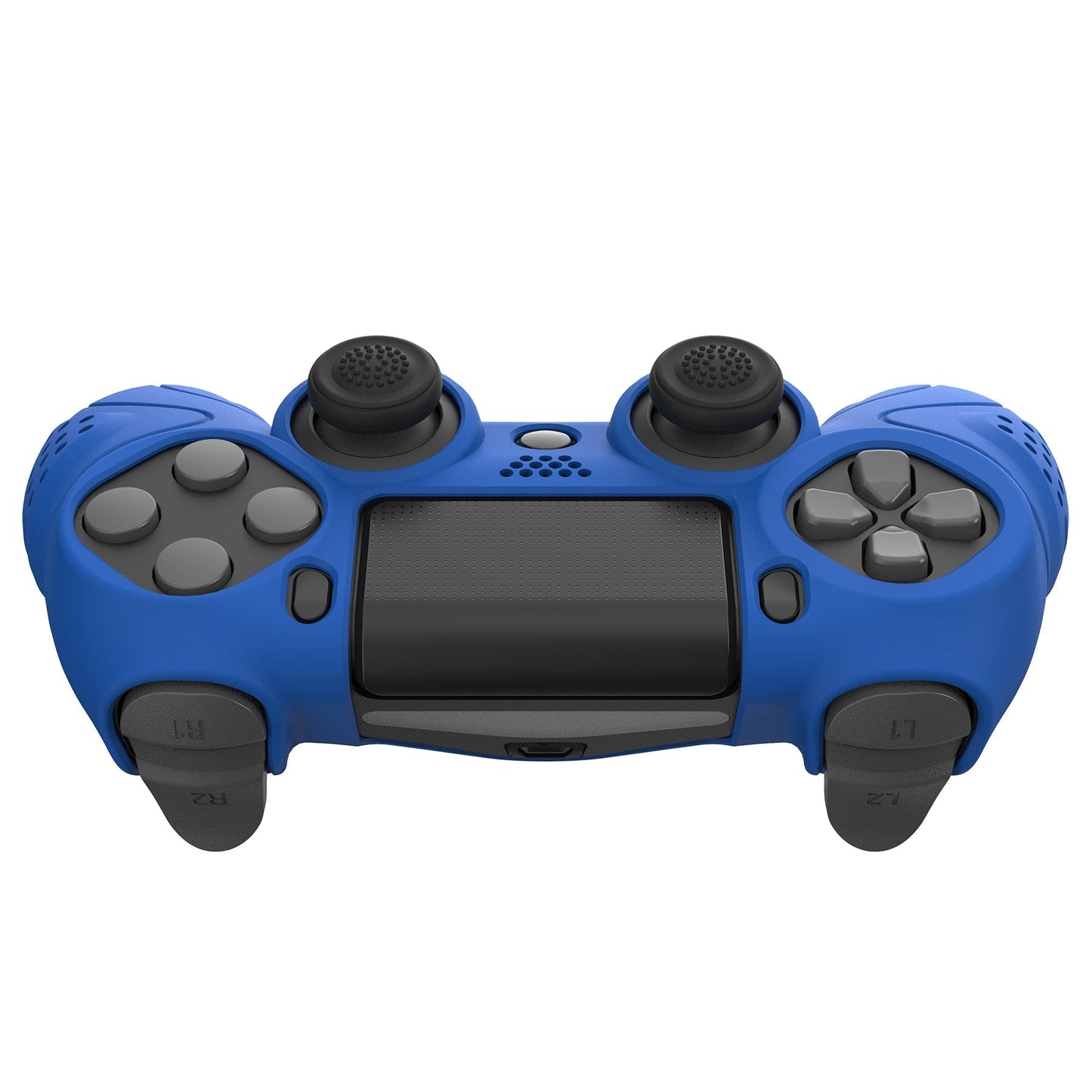 PlayVital Guardian Edition Blue Ergonomic Soft Anti-Slip Controller Silicone Case Cover for PS4, Rubber Protector Skins with black Joystick Caps for PS4 Slim PS4 Pro Controller - P4CC0064 playvital