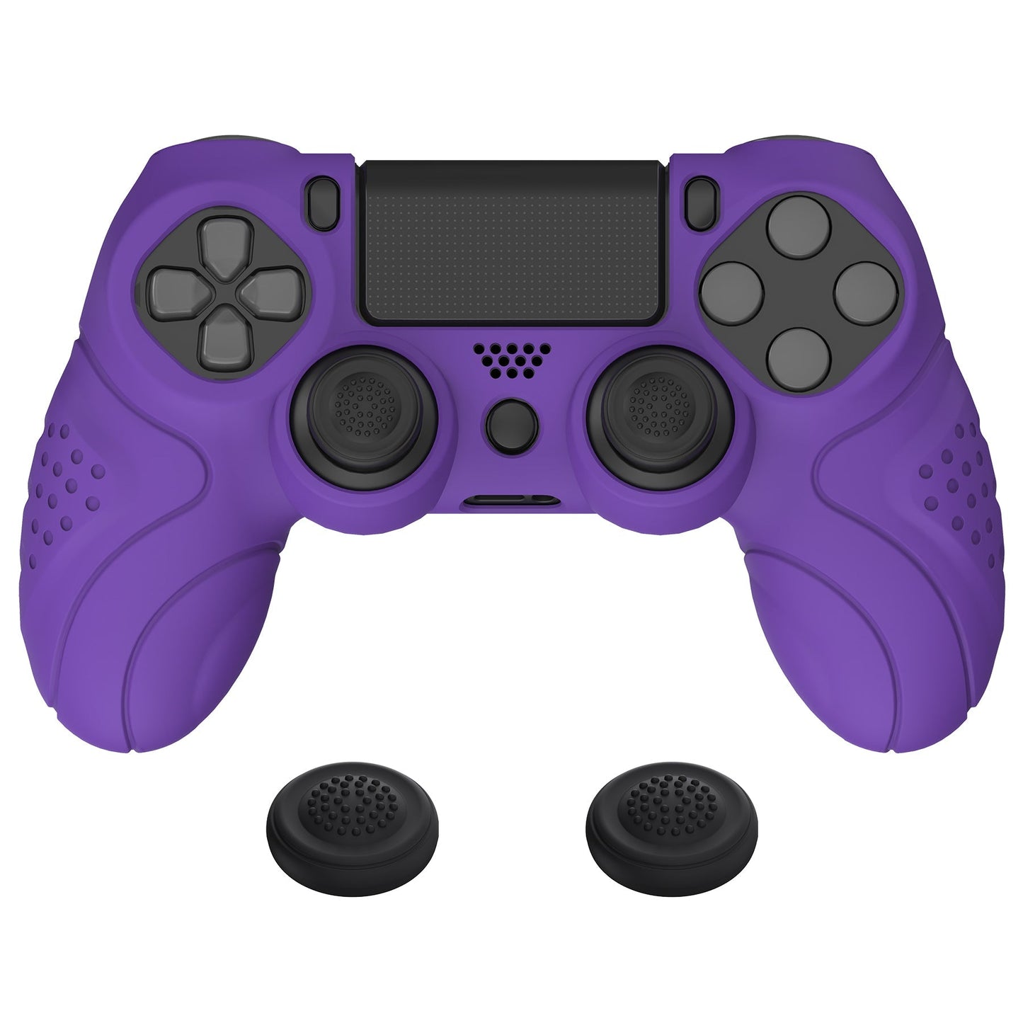 PlayVital Guardian Edition Purple Ergonomic Soft Anti-Slip Controller Silicone Case Cover for PS4, Rubber Protector Skins with black Joystick Caps for PS4 Slim PS4 Pro Controller - P4CC0065 playvital