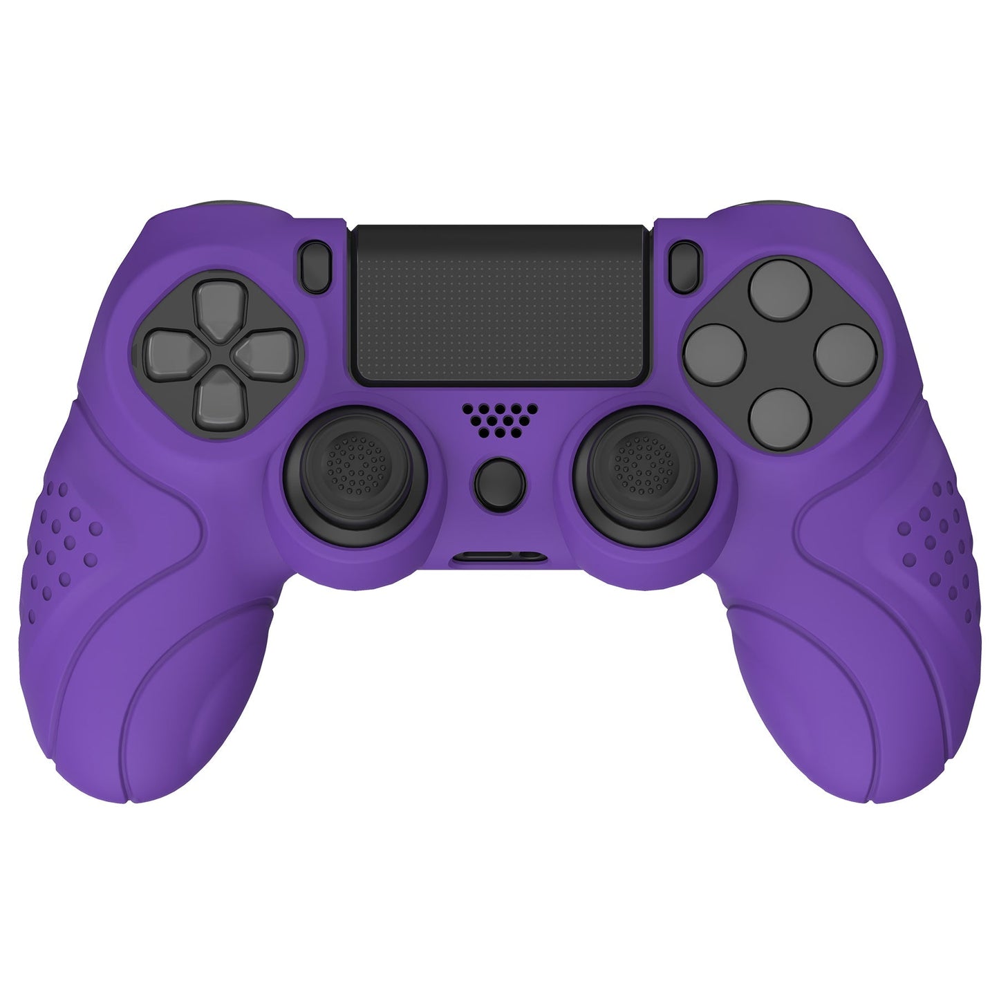 PlayVital Guardian Edition Purple Ergonomic Soft Anti-Slip Controller Silicone Case Cover for PS4, Rubber Protector Skins with black Joystick Caps for PS4 Slim PS4 Pro Controller - P4CC0065 playvital