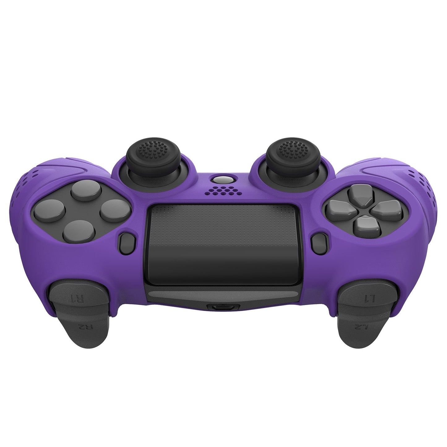 PlayVital Guardian Edition Purple Ergonomic Soft Anti-Slip Controller Silicone Case Cover for PS4, Rubber Protector Skins with black Joystick Caps for PS4 Slim PS4 Pro Controller - P4CC0065 playvital