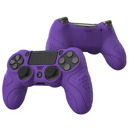 PlayVital Guardian Edition Purple Ergonomic Soft Anti-Slip Controller Silicone Case Cover for PS4, Rubber Protector Skins with black Joystick Caps for PS4 Slim PS4 Pro Controller - P4CC0065 playvital