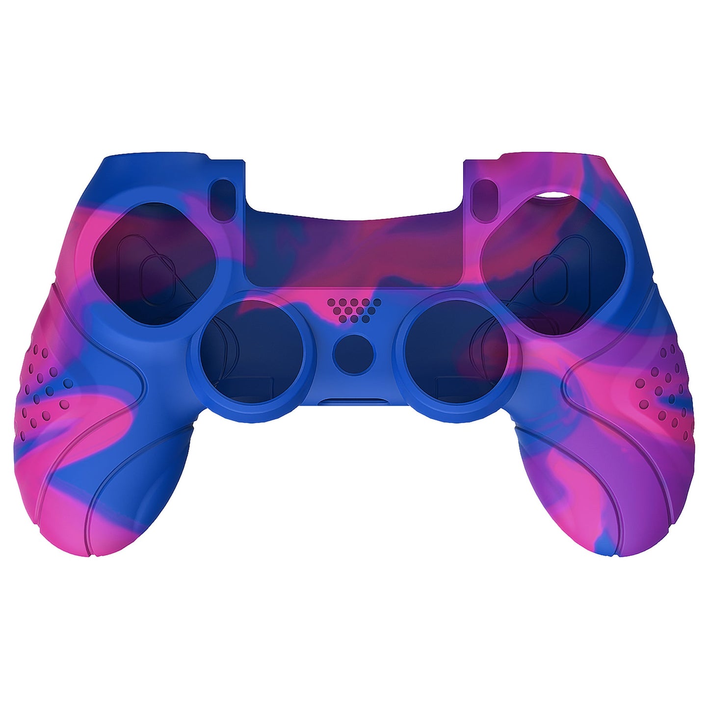 PlayVital Guardian Edition Pink & Purple & Blue Ergonomic Soft Anti-Slip Controller Silicone Case Cover for ps4, Rubber Protector Skin with Joystick Caps for ps4 Slim/Pro Controller - P4CC0072 playvital