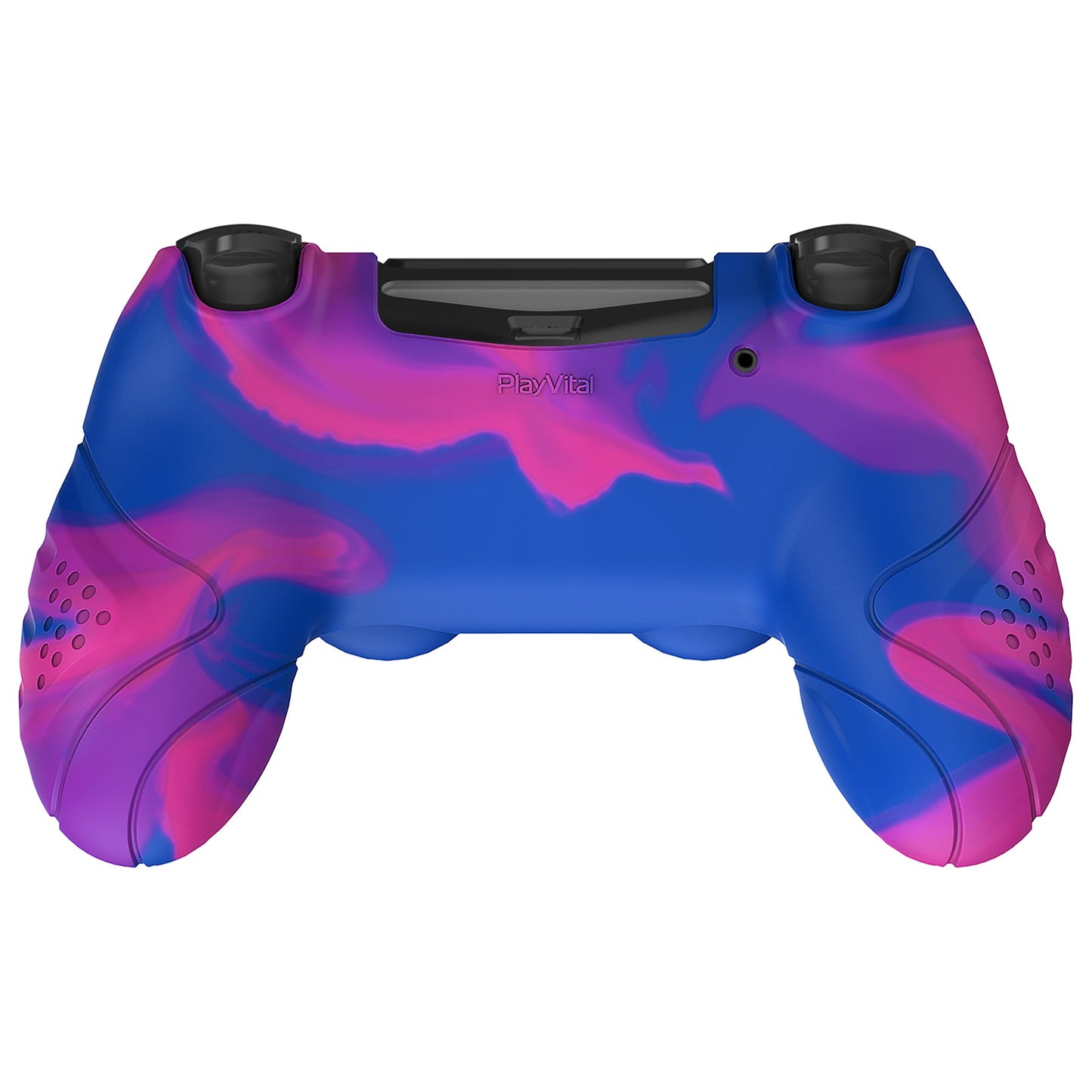 PlayVital Guardian Edition Pink & Purple & Blue Ergonomic Soft Anti-Slip Controller Silicone Case Cover for ps4, Rubber Protector Skin with Joystick Caps for ps4 Slim/Pro Controller - P4CC0072 playvital