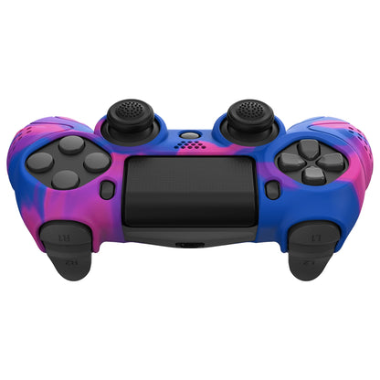 PlayVital Guardian Edition Pink & Purple & Blue Ergonomic Soft Anti-Slip Controller Silicone Case Cover for ps4, Rubber Protector Skin with Joystick Caps for ps4 Slim/Pro Controller - P4CC0072 playvital