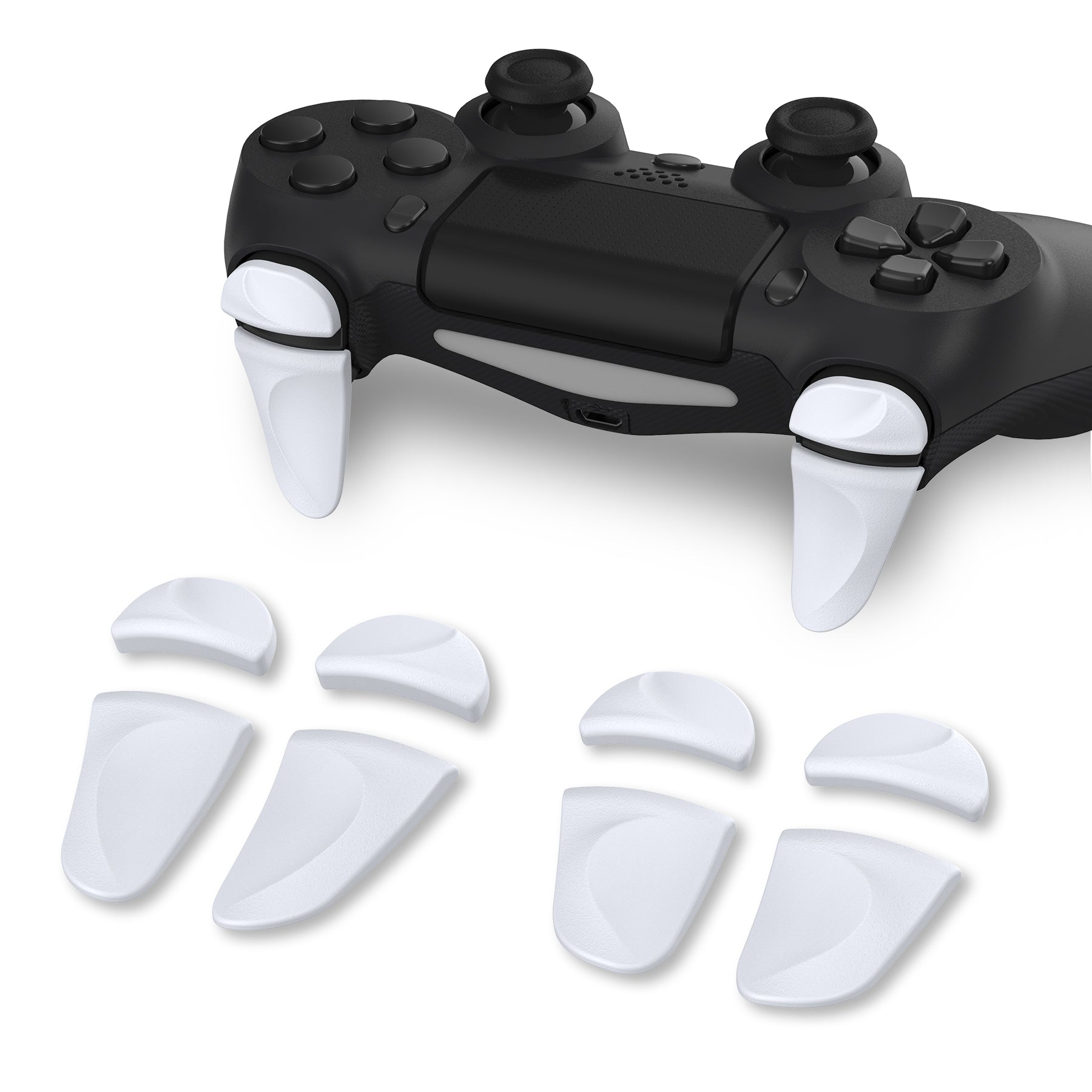 PlayVital 2 Pair White Shoulder Buttons Extension Triggers for PS4 All Model Controller, Game Improvement Adjusters for PS4 Controller, Bumper Trigger Extenders for PS4 Slim Pro Controller - P4PJ002 PlayVital