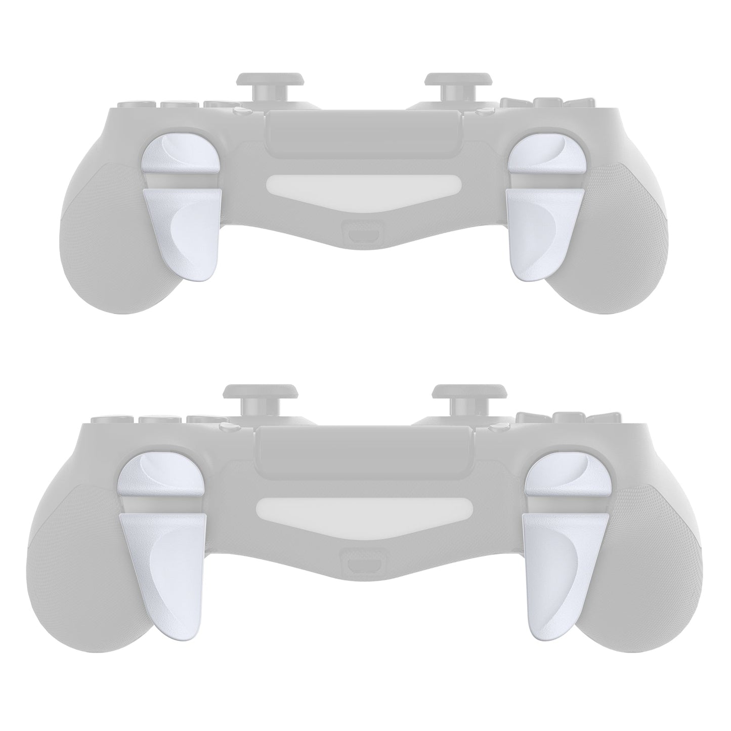 PlayVital 2 Pair White Shoulder Buttons Extension Triggers for PS4 All Model Controller, Game Improvement Adjusters for PS4 Controller, Bumper Trigger Extenders for PS4 Slim Pro Controller - P4PJ002 PlayVital