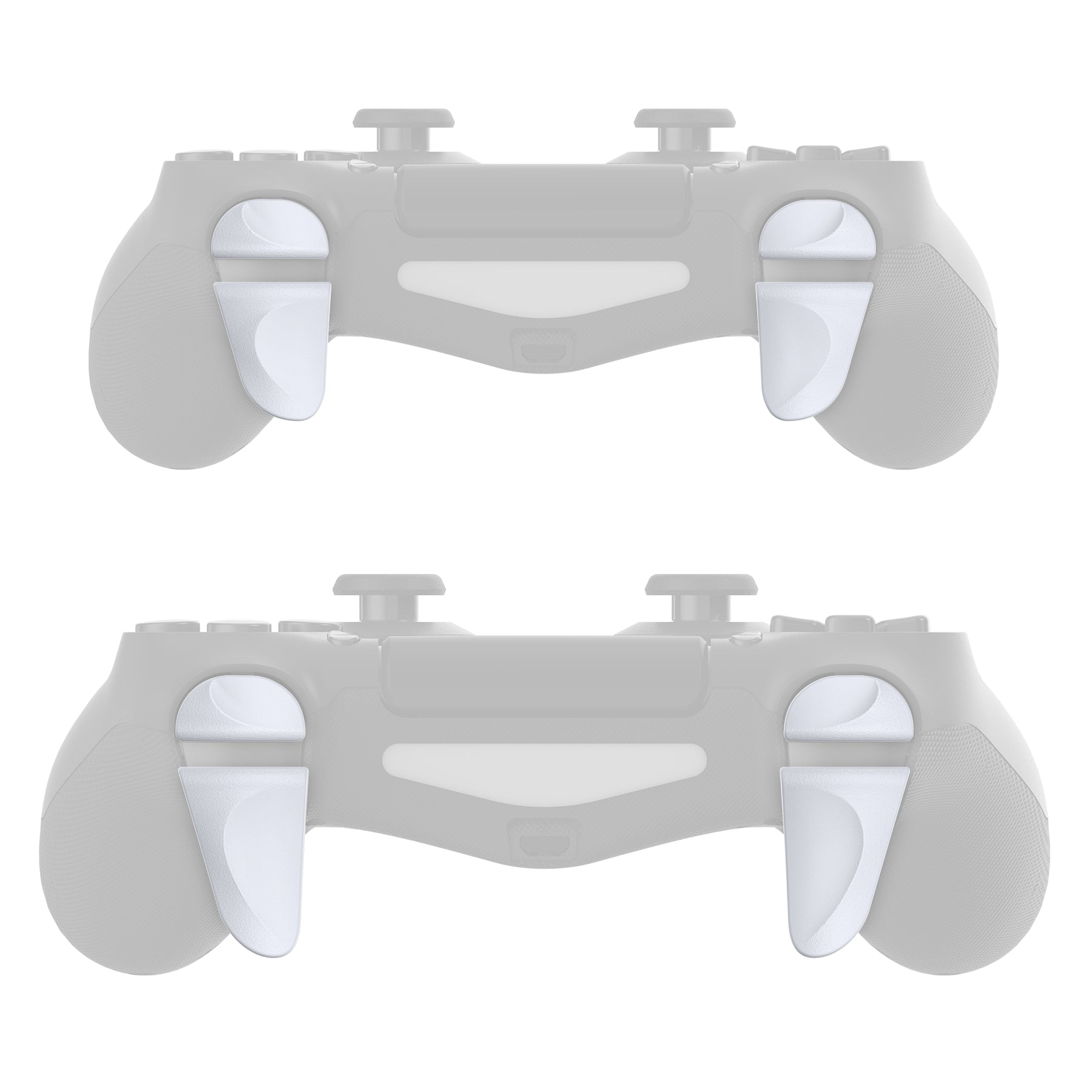 PlayVital 2 Pair White Shoulder Buttons Extension Triggers for PS4 All Model Controller, Game Improvement Adjusters for PS4 Controller, Bumper Trigger Extenders for PS4 Slim Pro Controller - P4PJ002 PlayVital