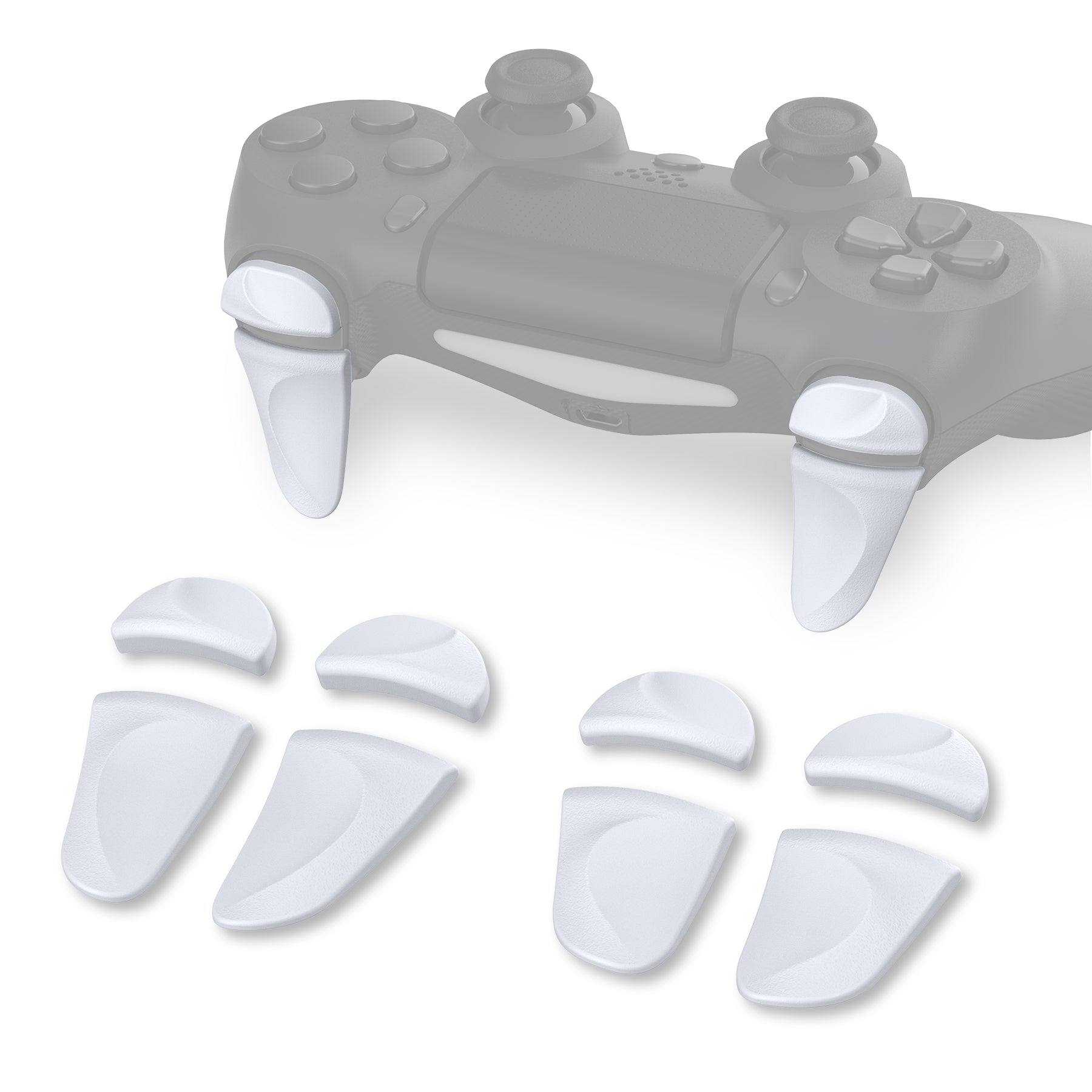 PlayVital 2 Pair White Shoulder Buttons Extension Triggers for PS4 All Model Controller, Game Improvement Adjusters for PS4 Controller, Bumper Trigger Extenders for PS4 Slim Pro Controller - P4PJ002 PlayVital