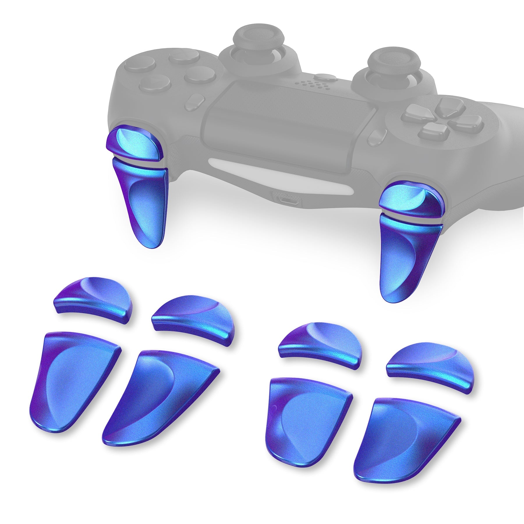 PlayVital 2 Pair Shoulder Buttons Extension Triggers for PS4 All Model Controller, Game Improvement Adjusters for PS4 Controller, Bumper Trigger Extenders for PS4 Slim Pro Controller - Chameleon Purple Blue - P4PJ003 PlayVital