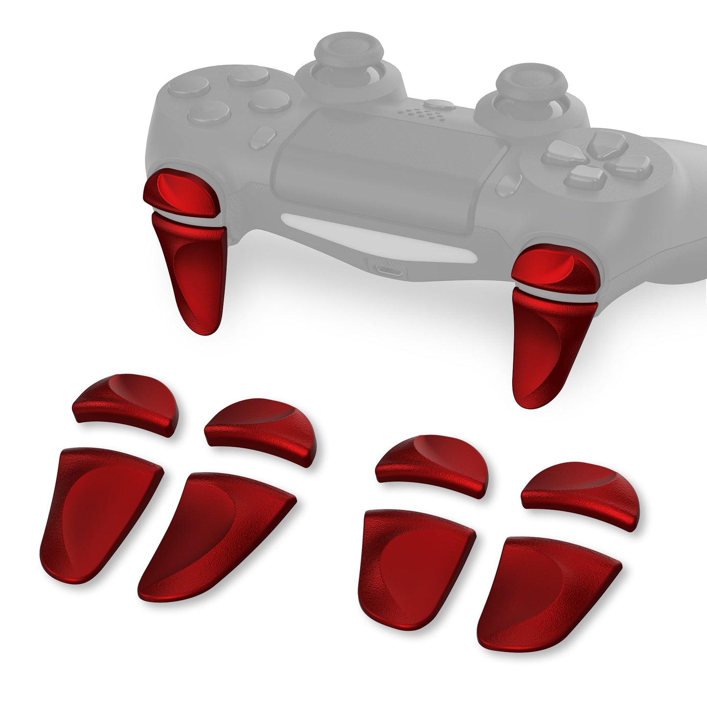 PlayVital 2 Pair Shoulder Buttons Extension Triggers for PS4 All Model Controller, Game Improvement Adjusters for PS4 Controller, Bumper Trigger Extenders for PS4 Slim Pro Controller - Scarlet Red - P4PJ004 PlayVital