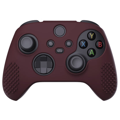 PlayVital Wine Red 3D Studded Edition Anti-slip Silicone Cover Skin for Xbox Series X Controller, Soft Rubber Case Protector for Xbox Series S Controller with 6 Black Thumb Grip Caps - SDX3011 PlayVital